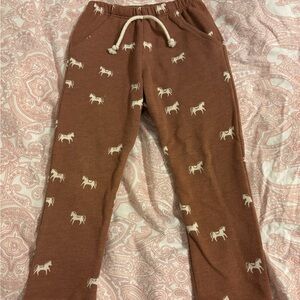 Lulu and Roo (Little Road Co) Camel Pony Print Horse Skinny Joggers 3T